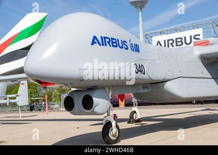 Drone Airbus Reconnaissance UAV IAI Eitan Steadfast (UCAV) in mostra al Berlin ILA. Germania - 27 aprile 2018 Foto Stock