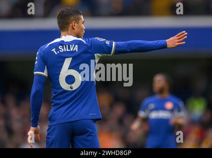 Londra, Regno Unito. 4 febbraio 2024. 4 febbraio 2024 - Chelsea contro Wolverhampton Wanderers - Premier League - Stamford Bridge. Thiago Silva di Chelsea in azione. Crediti immagine: Mark Pain/Alamy Live News Foto Stock
