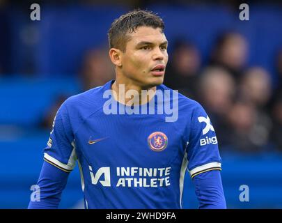 Londra, Regno Unito. 4 febbraio 2024. 4 febbraio 2024 - Chelsea contro Wolverhampton Wanderers - Premier League - Stamford Bridge. Thiago Silva di Chelsea in azione. Crediti immagine: Mark Pain/Alamy Live News Foto Stock