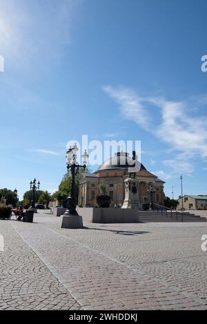 Svezia, Karlskrona, Stortorget, Trefaldighetskyrkan, Chiesa della Trinità, re Carlo XI, Foto Stock