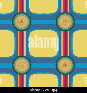 Strisce colorate che si intersecano in un cerchio con una spirale al centro Illustrazione Vettoriale