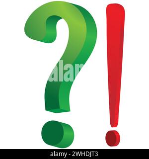Logo punto interrogativo verde e punto esclamativo rosso; Logo con segni di punteggiatura Illustrazione Vettoriale