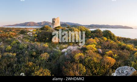 Torre di Porto Giunco, Sardegna, Italia Foto Stock