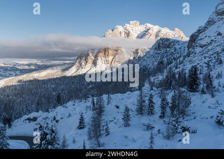 Piz dles Cunturines dal passo Valparola, vetta Cunturines, alto Adige, Italia Foto Stock