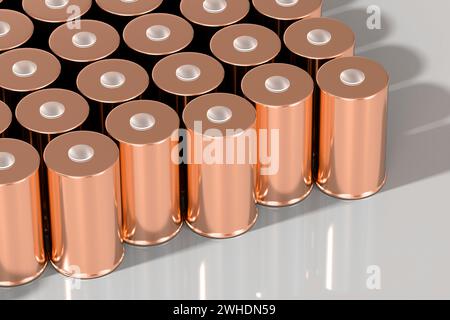 Batteria cilindrica al litio per trazione da 4680 pezzi per moduli, accumulatore cilindrico ad alta energia per veicoli elettrici o ibridi, Advan Foto Stock
