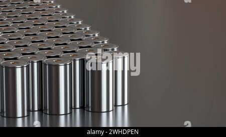 batteria di trazione al litio cilindrica formato gruppo 4680 per moduli batteria, accumulatori per la produzione di massa ad alta potenza ed energia per veicoli elettrici, Foto Stock