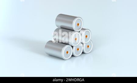 batteria di trazione al litio cilindrica formato gruppo 4680 per moduli batteria, accumulatori per la produzione di massa ad alta potenza ed energia per veicoli elettrici, Foto Stock