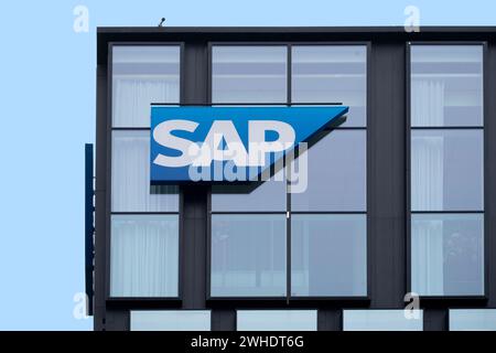 Logo SAP se Enterprise software Development, multinazionale tedesca di software, International Business Expansion, Sustainable Development in Techn Foto Stock