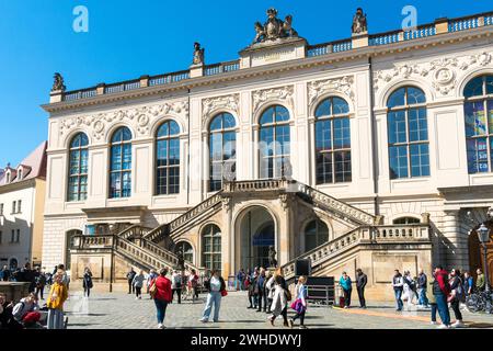 Dresda, Museo dei trasporti e della tecnologia, Johanneum, Neumarkt, visitatori Foto Stock