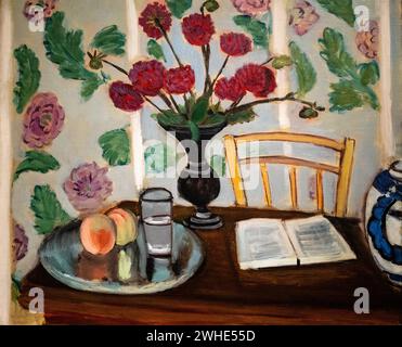 Henri Matisse 1923 olio su tela 'natura morta, bouquet di Dahlias e Libro bianco' al Museo d'Arte di Baltimora Foto Stock