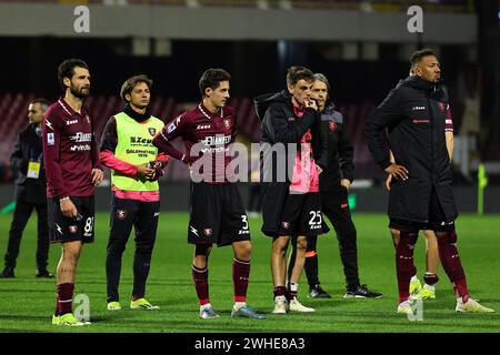 Salerno, Italia. 9 febbraio 2024. La partita di serie A tra la Salernitana e l'Empoli FC allo stadio Arechi di Salerno, 9 febbraio 2024. Crediti: Insidefoto di andrea staccioli/Alamy Live News Foto Stock