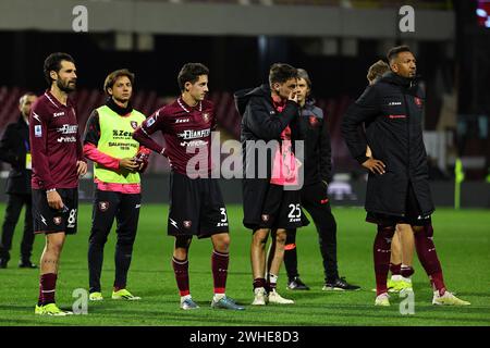 Salerno, Italia. 9 febbraio 2024. La partita di serie A tra la Salernitana e l'Empoli FC allo stadio Arechi di Salerno, 9 febbraio 2024. Crediti: Insidefoto di andrea staccioli/Alamy Live News Foto Stock