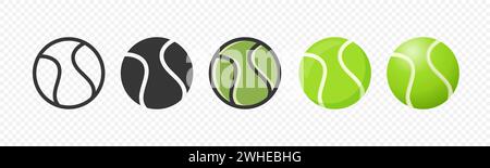 Set icone palla da tennis Flat Vector. Modello di progettazione di palle da tennis, Clipart for Sports Concepts, promozioni di concorso, pubblicità, grafica per dieci Illustrazione Vettoriale