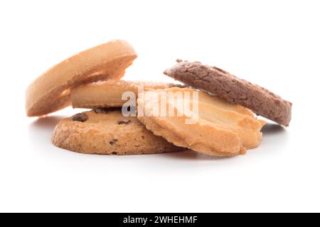 Biscotti al burro su bianco Foto Stock