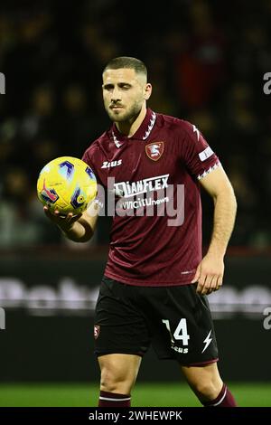 Salerno, Italia. 9 febbraio 2024. Shon Weissman della US Salernitana durante la partita di serie A TIM tra US Salernitana e Empoli FC allo Stadio Arechi di Salerno, il 9 febbraio 2024. Crediti: Nicola Ianuale/Alamy Live News Foto Stock