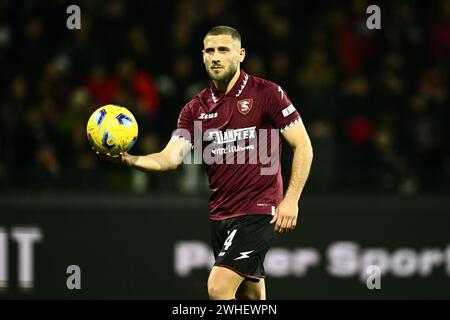 Salerno, Italia. 9 febbraio 2024. Shon Weissman della US Salernitana durante la partita di serie A TIM tra US Salernitana e Empoli FC allo Stadio Arechi di Salerno, il 9 febbraio 2024. Crediti: Nicola Ianuale/Alamy Live News Foto Stock