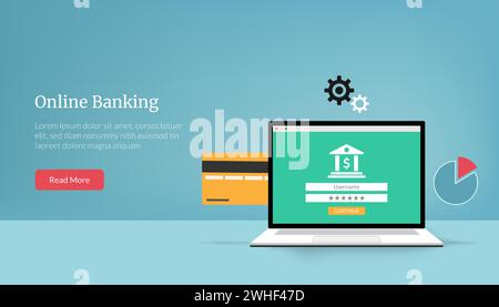 Modello di landing page dell'illustrazione vettoriale del concetto di online banking. Illustrazione Vettoriale