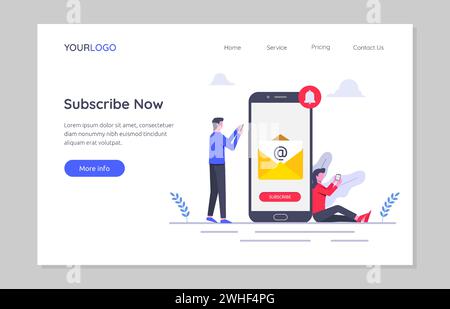 Modello di landing page dell'illustrazione del concetto di abbonamento. Illustrazione Vettoriale