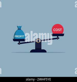scale di costi e profitti, concetto di illustrazione vettoriale del valore di confronto Illustrazione Vettoriale