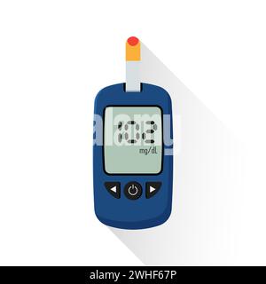 Icona del dispositivo di misurazione medico, che controlla il vettore della glicemia Illustrazione Vettoriale