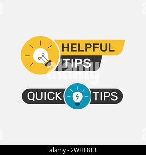 Suggerimenti utili e rapidi messaggio geometrico con design a lampadina per aziende e pubblicità Illustrazione Vettoriale