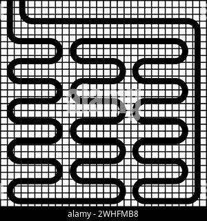 Icona riscaldamento a pavimento elettrico riscaldamento a caldo colore nero immagine vettoriale in stile piatto semplice Illustrazione Vettoriale