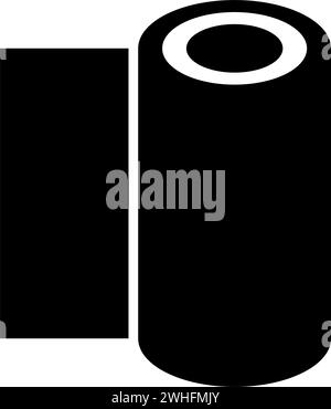 Rotolo di carta assorbente monouso carta da parati tessuto per ufficio icona colore nero immagine vettoriale stile piatto semplice Illustrazione Vettoriale