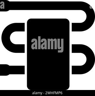 Portasciugamani riscaldato con asciugatrice, accessori per il bagno, icona, immagine vettoriale di colore nero, stile piatto semplice Illustrazione Vettoriale