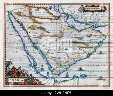 Mappa di Arabia Willem e Johannes Joan Blaeu, XVII secolo *** Mappa di Arabia Willem e Johannes Joan Blaeu, XVII secolo Foto Stock