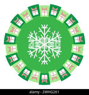 Illustrazione colorata con l'icona del fiocco di neve su sfondo bianco Foto Stock