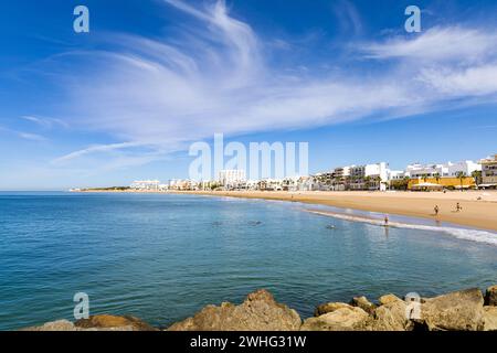 Vista della spiaggia di costilla a Rota in Andalusia Foto Stock