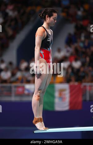 Doha, Qatar. 9 febbraio 2024. Yani Chang (CHN) Diving : World Aquatics Championships Doha 2024 Women's 3m Springboard Final at Hamad Aquatic Centre a Doha, Qatar . Crediti: Naoki Morita/AFLO SPORT/Alamy Live News Foto Stock