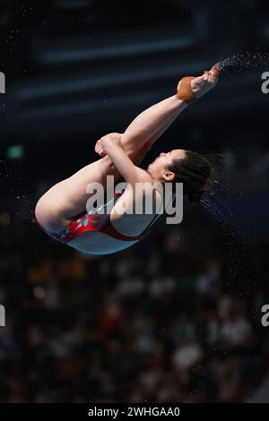 Doha, Qatar. 9 febbraio 2024. Yani Chang (CHN) Diving : World Aquatics Championships Doha 2024 Women's 3m Springboard Final at Hamad Aquatic Centre a Doha, Qatar . Crediti: Naoki Morita/AFLO SPORT/Alamy Live News Foto Stock