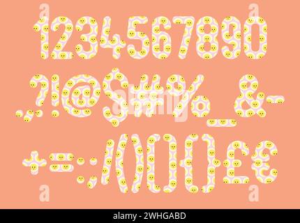 Collezione versatile di numeri di pulcino soleggiato e punteggiatura per vari usi Illustrazione Vettoriale