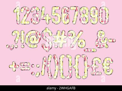 Collezione versatile di numeri Bunny Bliss e punteggiatura per vari usi Illustrazione Vettoriale