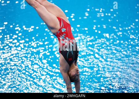 Doha, Qatar. 9 febbraio 2024. Yani Chang (CHN) Diving : World Aquatics Championships Doha 2024 Women's 3m Springboard Final at Hamad Aquatic Centre a Doha, Qatar . Crediti: Naoki Morita/AFLO SPORT/Alamy Live News Foto Stock