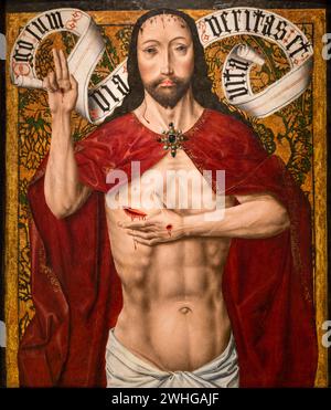 Diego de la Cruz, Cristo della Misericordia, 1485, olio su pannello, Museo de Bellas Artes, Bilbao, Spagna Foto Stock