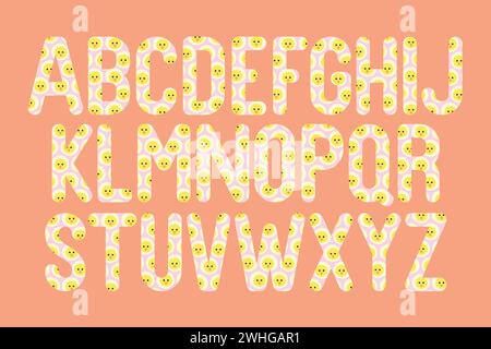 Collezione versatile di lettere alfabetiche Sunny Chick per vari usi Illustrazione Vettoriale