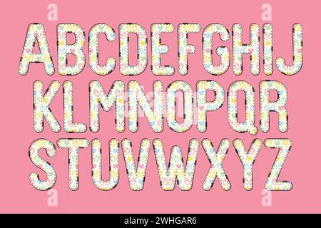 Collezione versatile di lettere alfabetiche Bunny Heart per vari usi Illustrazione Vettoriale