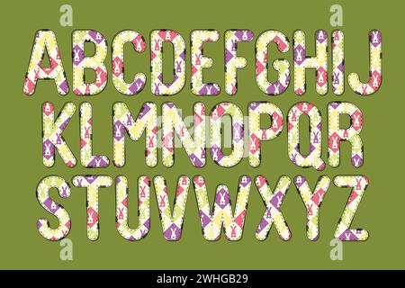 Collezione versatile di lettere alfabetiche conigliate per vari usi Illustrazione Vettoriale