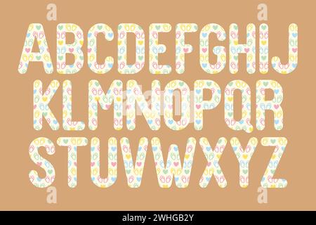Collezione versatile di lettere alfabetiche Bunny Heart per vari usi Illustrazione Vettoriale