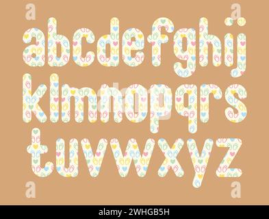 Collezione versatile di lettere alfabetiche Bunny Heart per vari usi Illustrazione Vettoriale