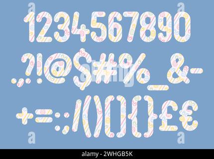 Collezione versatile di numeri di armonia e punteggiatura per vari usi Illustrazione Vettoriale