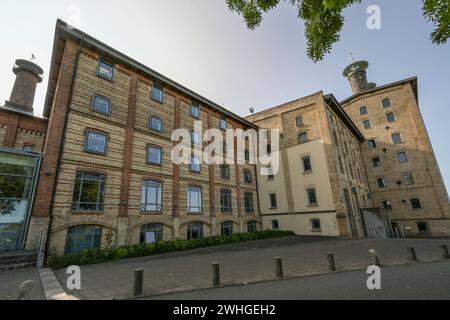 Storica fabbrica di malto a Grevesmuehlen, ora edificio in mattoni, monumento industriale e amministrazione distrettuale a nord-ovest del Messico Foto Stock