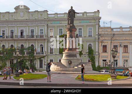 Odessa, Ucraina - giugno 28 2018: Il monumento ai fondatori di Odessa, noto anche come monumento a Caterina la grande e ai suoi compagni: José de Riba Foto Stock