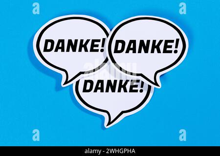 Danke bedanken in Sprechblasen Kommunikation Business Konzept Stoccarda, Deutschland - 13. Gennaio 2024: Danke bedanken a Sprechblasen Kommunikation Business Konzept a Stoccarda, Germania. *** Grazie in discorso bolle comunicazione business concept Stoccarda, Germania 13 gennaio 2024 Grazie in discorso bolle comunicazione business concept a Stoccarda, Germania Foto Stock
