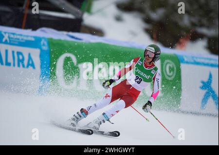 Soldeu, Andorra. 10 febbraio 2024. Elisabeth Kappaurer dall'Austria in azione durante la Coppa del mondo di Sci AUDI FIS 2023/2024, 9° Slalom Gigante femminile il 10 febbraio 2024 ad Avet (Soldeu, AUDI FIS Coppa del mondo di Sci 2023/2024, 9° Slalom Gigante femminile. (Foto di Vicente Vidal Fernandez/SOPA Images/Sipa USA) credito: SIPA USA/Alamy Live News Foto Stock