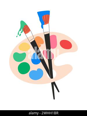 Tavolozza grafica con pennelli a vernice illustrazione vettoriale Illustrazione Vettoriale