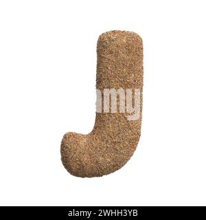 Sand Letter J - font spiaggia 3d maiuscoli - Vacanze, viaggi o concetti oceano Foto Stock