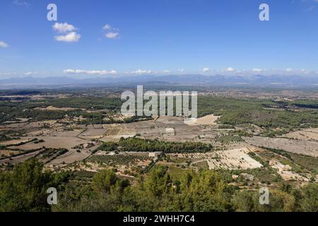 PlÃ¡ de mallorca desde el santuario de Nuestra Senyora de cura. Algaida Foto Stock